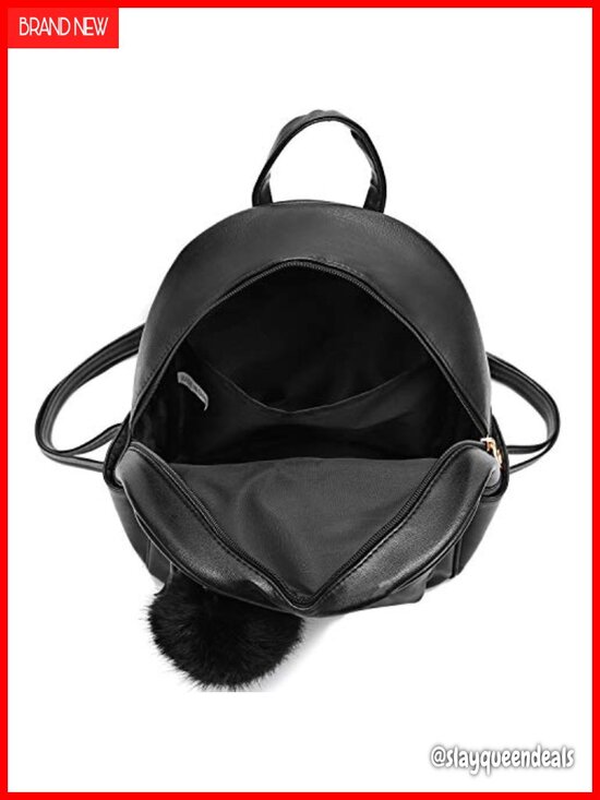 IHAYNER Mini Backpack Purse for Girls Teens Women PU Leather Pom Shoulder Bag main image 4